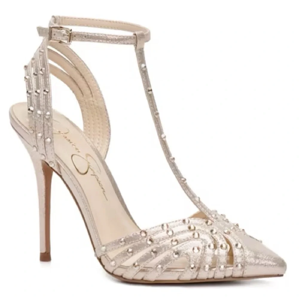 Jessica Simpson JS-WISATA2 shoes champagne shimmer size 8.5 - Picture 2 of 8